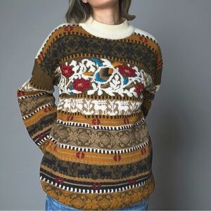 Vintage Kitty Hawk Reindeer Sweater M | Fair Isle Y2K Cottagecore Holiday Knit M